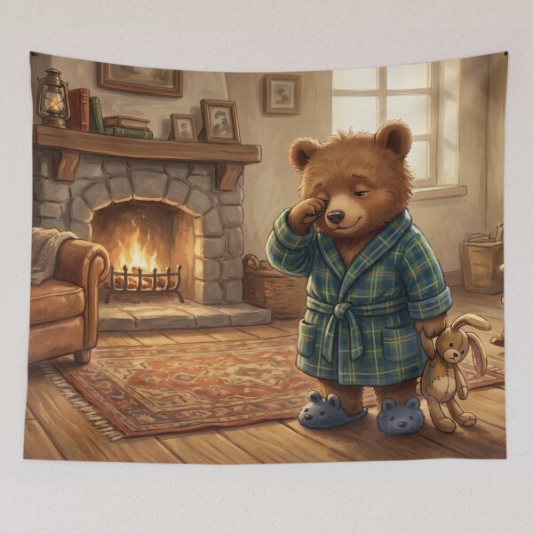 Item preview, Cute Sleepy Baby Bear Cub and Bunny Storybook Illustration designed and sold by Englandbear.