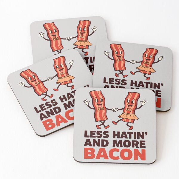 Item preview, Less Hatin And More Bacon Dancing Bacon Characters designed and sold by ThreadRiotTees.