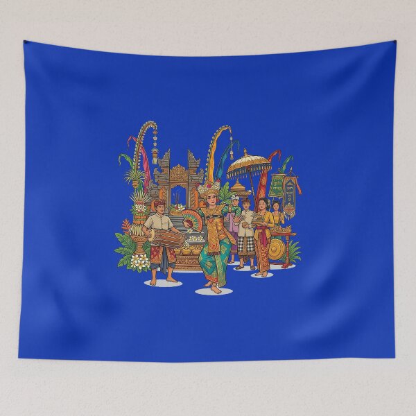 Item preview, Balinese Festival Procession – Sacred Temple Ceremony Illustration designed and sold by cannsuh.