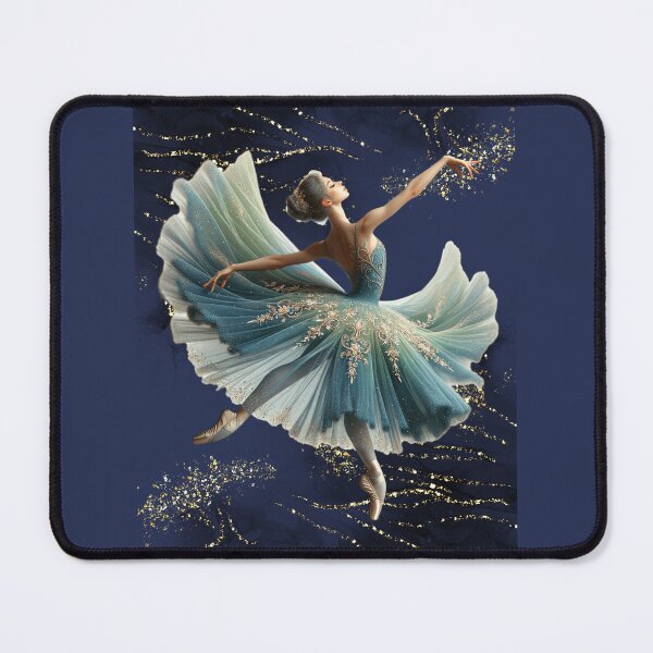Item preview, Elegant Ballet Dancer in Blue Dress with Golden Sparkles designed and sold by Szpaku desart .