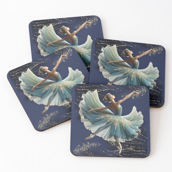 Item preview, Elegant Ballet Dancer in Blue Dress with Golden Sparkles designed and sold by Szpaku desart .