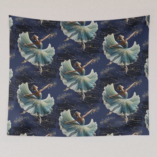 Item preview, Elegant Ballet Dancer in Blue Dress with Golden Sparkles designed and sold by Szpaku desart .