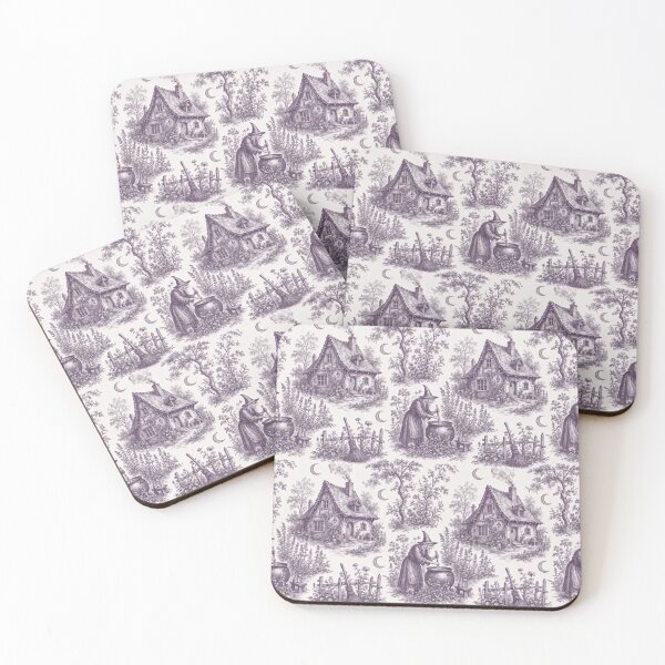 Item preview, Witch's Cottage Toile de Jouy Seamless Pattern | Whimsigoth Aubergine designed and sold by StickyGuys.