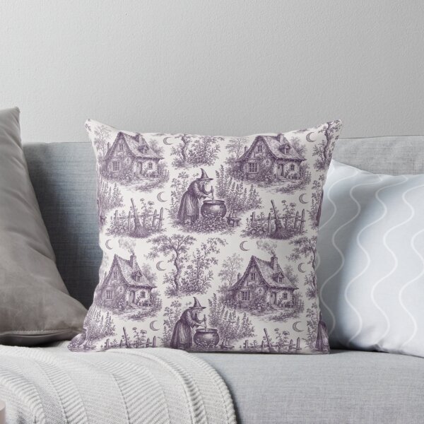 Item preview, Witch's Cottage Toile de Jouy Seamless Pattern | Whimsigoth Aubergine designed and sold by StickyGuys.