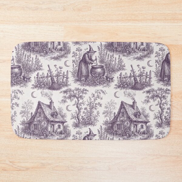 Item preview, Witch's Cottage Toile de Jouy Seamless Pattern | Whimsigoth Aubergine designed and sold by StickyGuys.