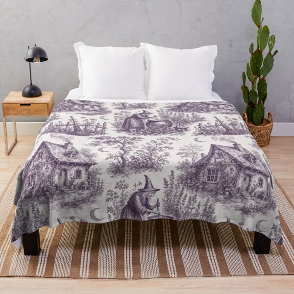 Item preview, Witch's Cottage Toile de Jouy Seamless Pattern | Whimsigoth Aubergine designed and sold by StickyGuys.