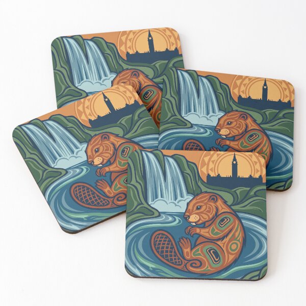 Item preview, CANADA Vintage Travel Illustration - Stylized Beaver Floating designed and sold by ZUMERI.