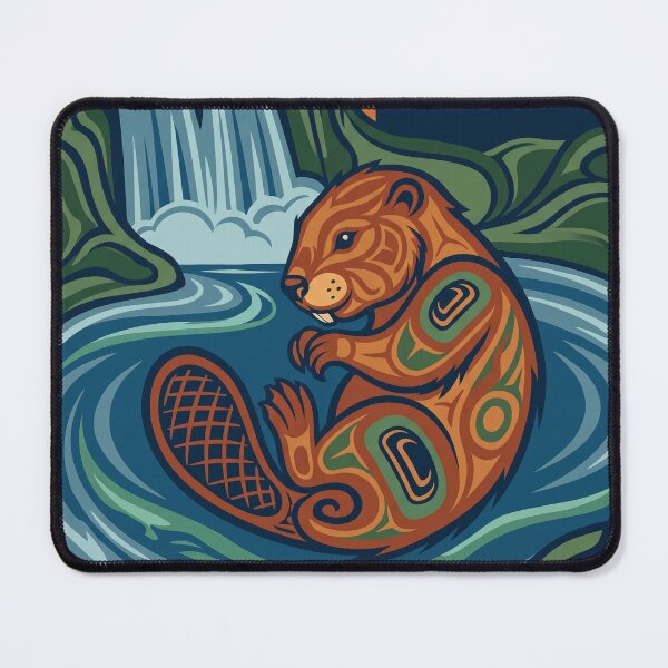Item preview, CANADA Vintage Travel Illustration - Stylized Beaver Floating designed and sold by ZUMERI.