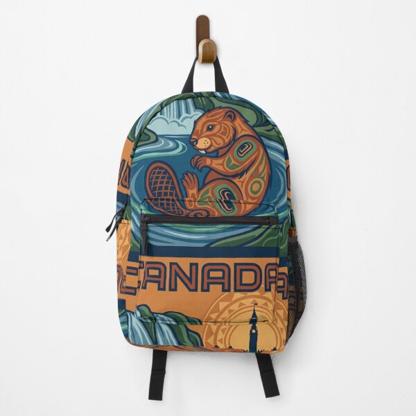 Item preview, CANADA Vintage Travel Illustration - Stylized Beaver Floating designed and sold by ZUMERI.