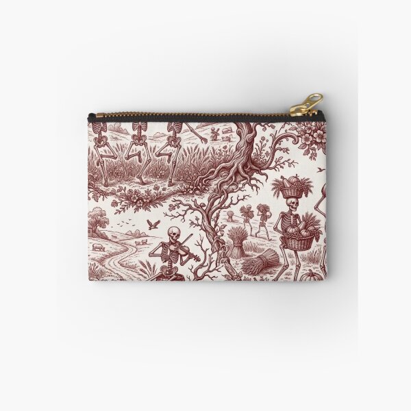 Item preview, Dancing Skeleton Harvest Toile Seamless Pattern | Vintage Halloween Oxblood designed and sold by StickyGuys.