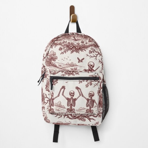 Item preview, Dancing Skeleton Harvest Toile Seamless Pattern | Vintage Halloween Oxblood designed and sold by StickyGuys.