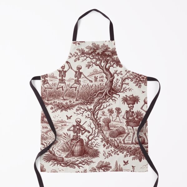 Item preview, Dancing Skeleton Harvest Toile Seamless Pattern | Vintage Halloween Oxblood designed and sold by StickyGuys.