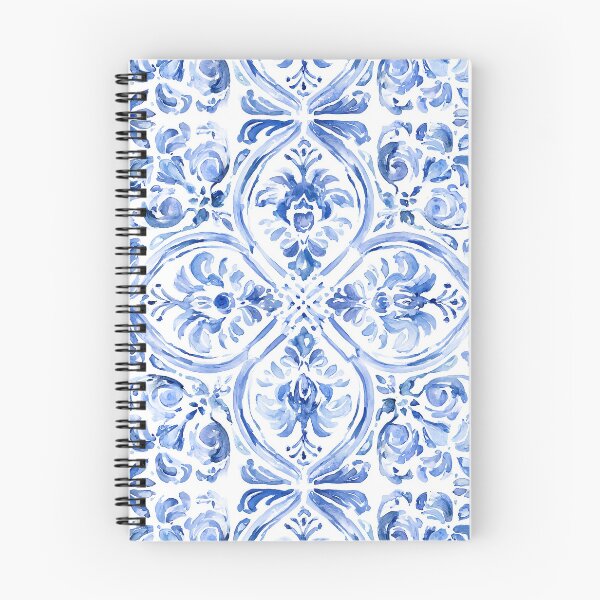 Item preview, Blue Azulejo Watercolor Pattern - Portuguese Tile Damask Medallion Design designed and sold by Nine Lives Studio.