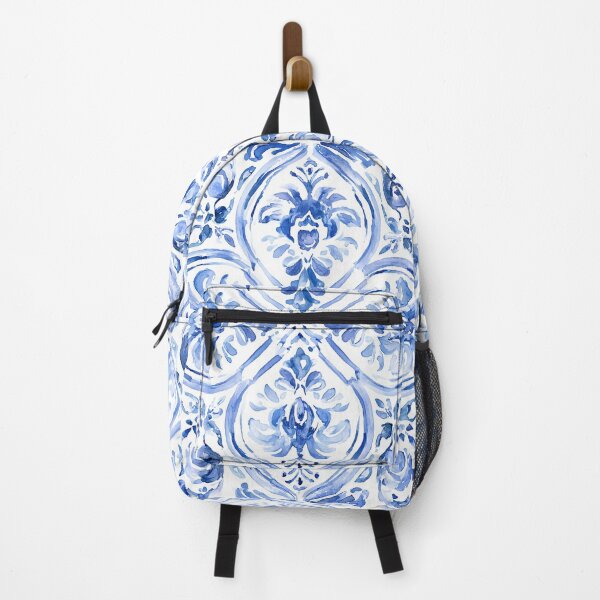 Item preview, Blue Azulejo Watercolor Pattern - Portuguese Tile Damask Medallion Design designed and sold by Nine Lives Studio.