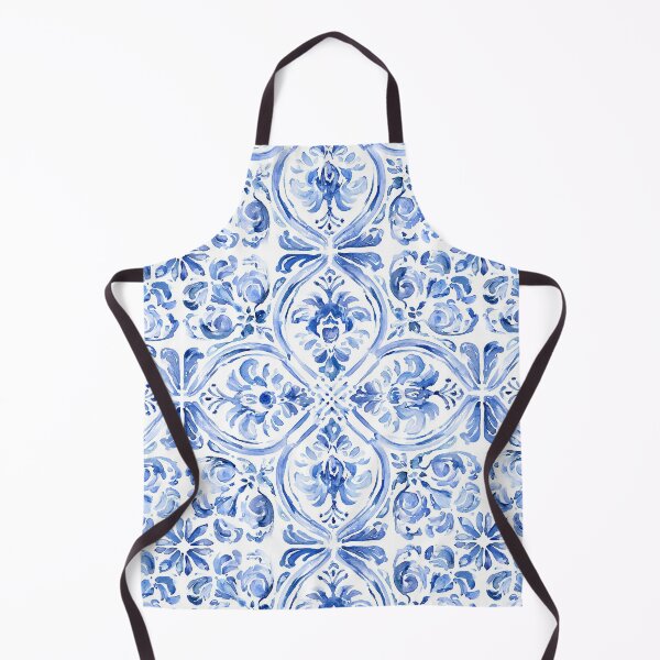 Item preview, Blue Azulejo Watercolor Pattern - Portuguese Tile Damask Medallion Design designed and sold by Nine Lives Studio.