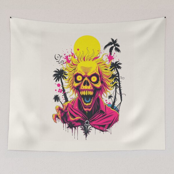 Item preview, Synthwave Retro Summer Zombie Graphic designed and sold by ERODED SELF.