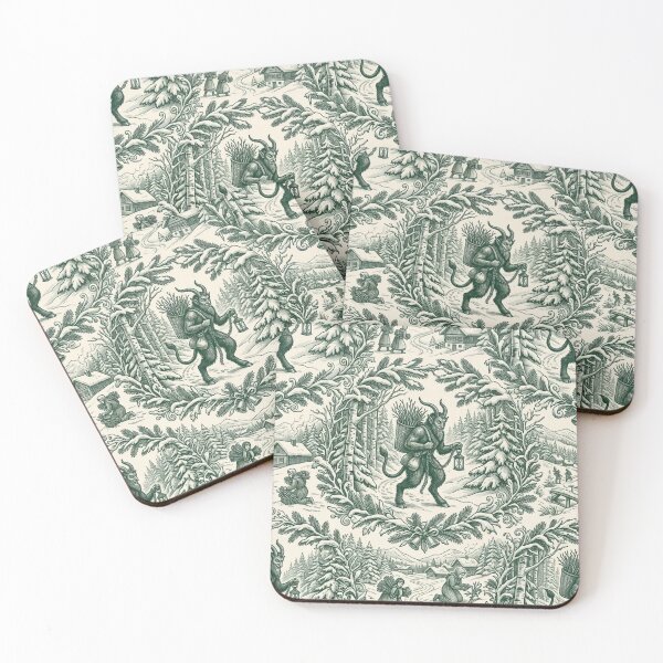 Item preview, Krampus Winter Woods Toile Seamless Pattern | Gothic Christmas Forest Green designed and sold by StickyGuys.