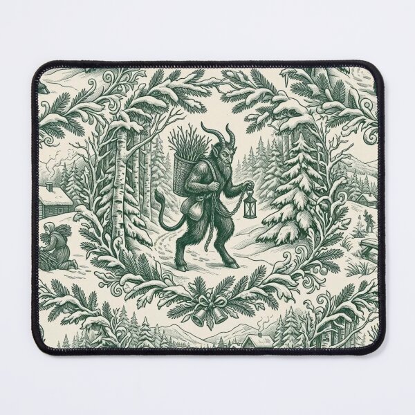 Item preview, Krampus Winter Woods Toile Seamless Pattern | Gothic Christmas Forest Green designed and sold by StickyGuys.