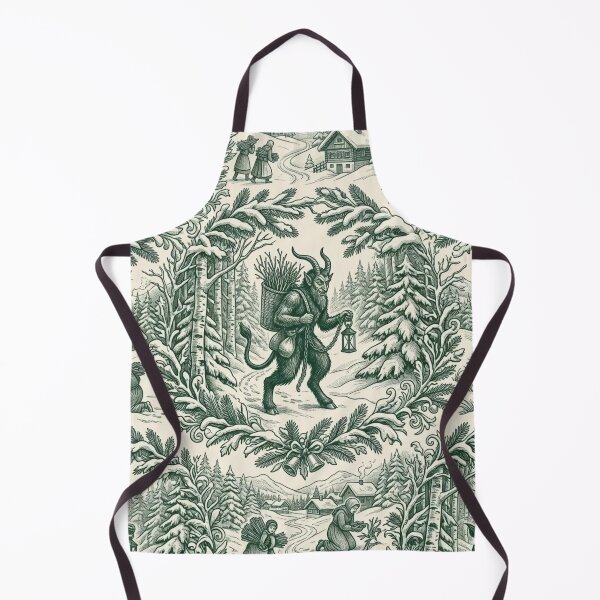 Item preview, Krampus Winter Woods Toile Seamless Pattern | Gothic Christmas Forest Green designed and sold by StickyGuys.