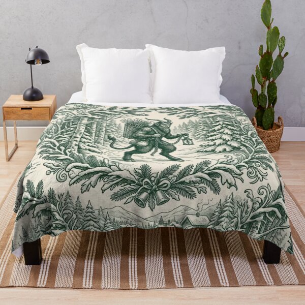 Item preview, Krampus Winter Woods Toile Seamless Pattern | Gothic Christmas Forest Green designed and sold by StickyGuys.
