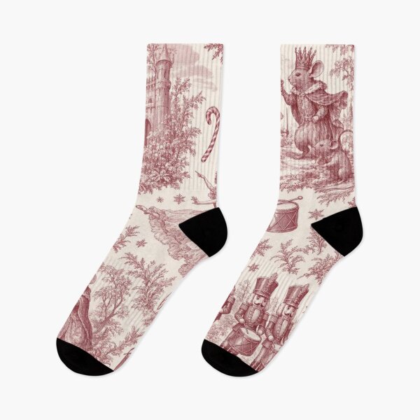 Item preview, Nutcracker and Sugarplum Toile Seamless Pattern | Vintage Christmas Cranberry designed and sold by StickyGuys.