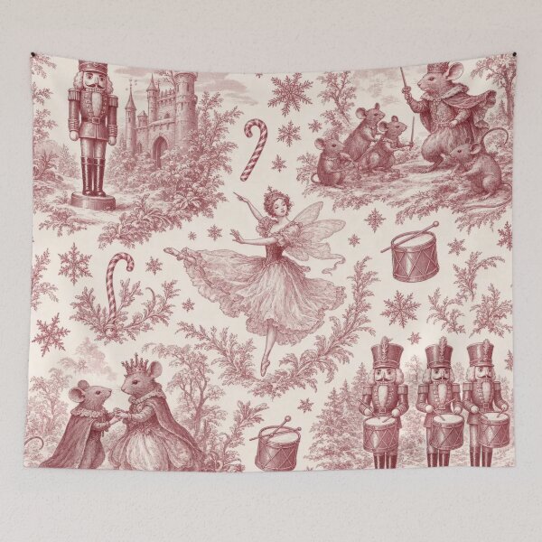 Item preview, Nutcracker and Sugarplum Toile Seamless Pattern | Vintage Christmas Cranberry designed and sold by StickyGuys.