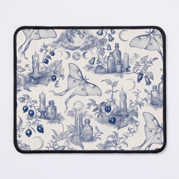 Item preview, Luna Moth and Nightshade Toile Seamless Pattern | Dark Botanical Indigo designed and sold by StickyGuys.