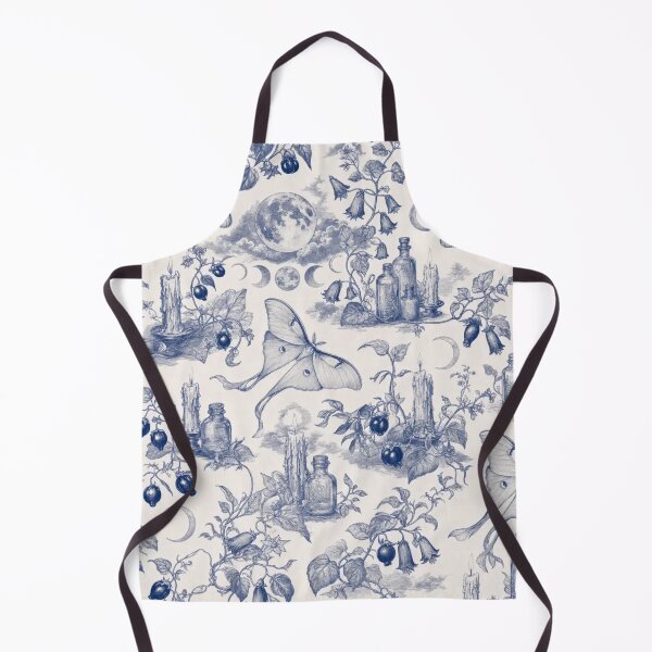 Item preview, Luna Moth and Nightshade Toile Seamless Pattern | Dark Botanical Indigo designed and sold by StickyGuys.