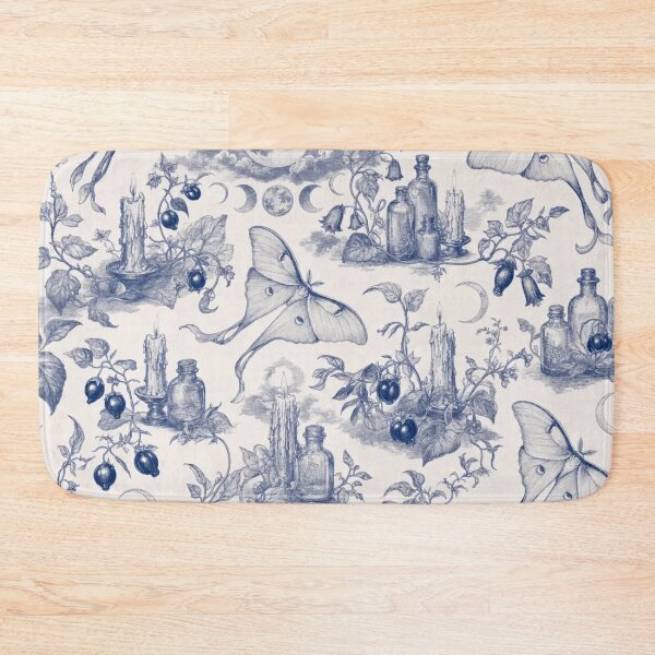 Item preview, Luna Moth and Nightshade Toile Seamless Pattern | Dark Botanical Indigo designed and sold by StickyGuys.