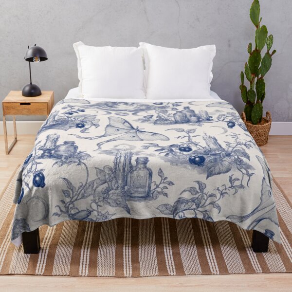 Item preview, Luna Moth and Nightshade Toile Seamless Pattern | Dark Botanical Indigo designed and sold by StickyGuys.