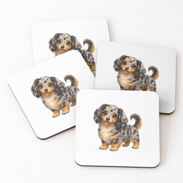 Item preview, Cute Dachshund Long-Haired Merle Puppy Illustration  designed and sold by BackgroundND.