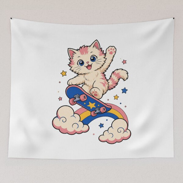 Item preview, Skateboarding Cat – Cool Skater Kitty Street Art designed and sold by AMICO77.