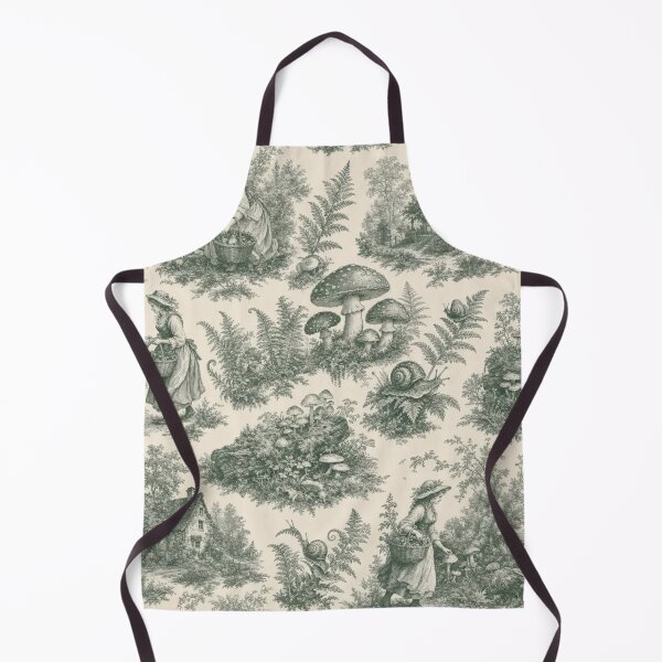 Item preview, Mushroom Forager's Toile Seamless Pattern | Goblincore Moss Green designed and sold by StickyGuys.