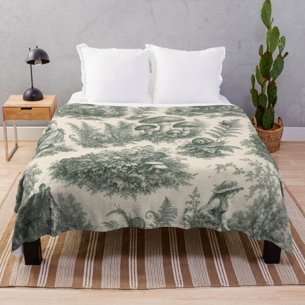 Item preview, Mushroom Forager's Toile Seamless Pattern | Goblincore Moss Green designed and sold by StickyGuys.