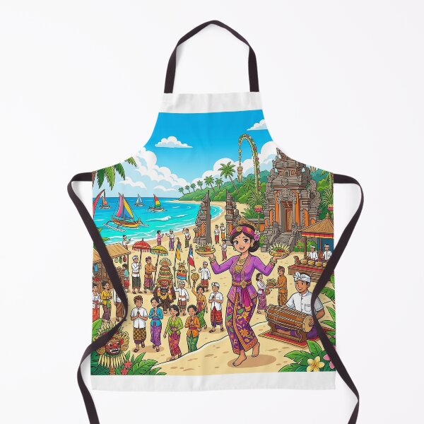 Item preview, Bali Beach Temple Festival Illustration – Balinese Ceremony & Tropical Island Culture designed and sold by cannsuh.
