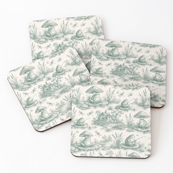 Item preview, Frog and Lilypad Cottage Toile Seamless Pattern | Cottagecore Pond Green designed and sold by StickyGuys.