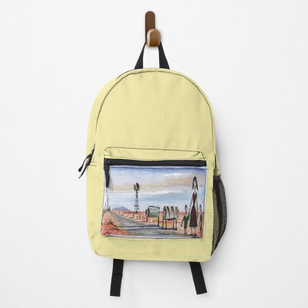 Item preview, Waiting for the School Bus, Australian Outback. designed and sold by Al Benge - NZ & Australian Art.