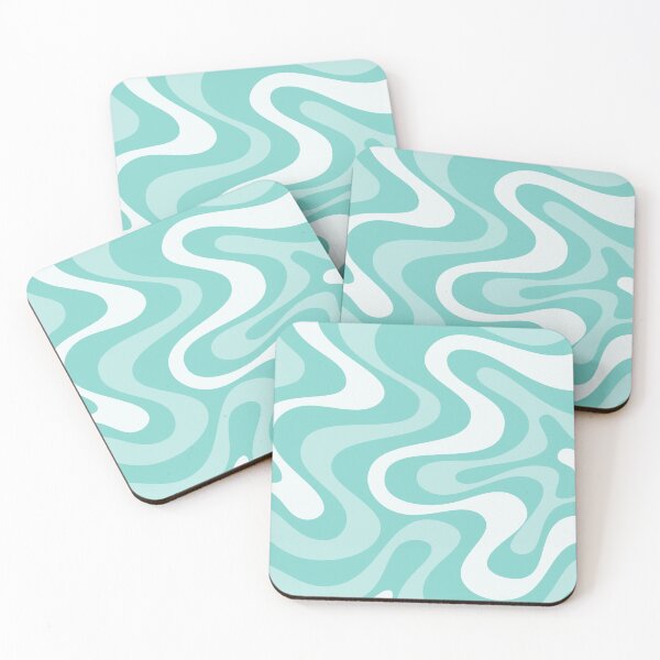 Item preview, Modern Retro Liquid Swirl Abstract in Light Aqua Teal Blue designed and sold by Differenceee.