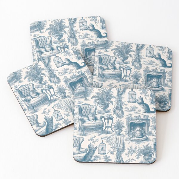 Item preview, Victorian Parlour Cats Toile de Jouy Seamless Pattern | Grandmillennial Deep Teal designed and sold by StickyGuys.