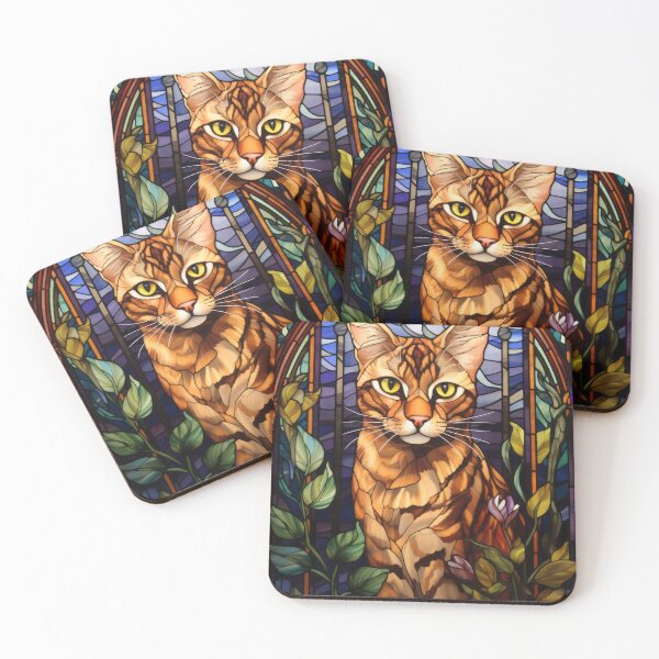 Item preview, Bengal Cat Stained Glass Style Artwork designed and sold by pinkal.
