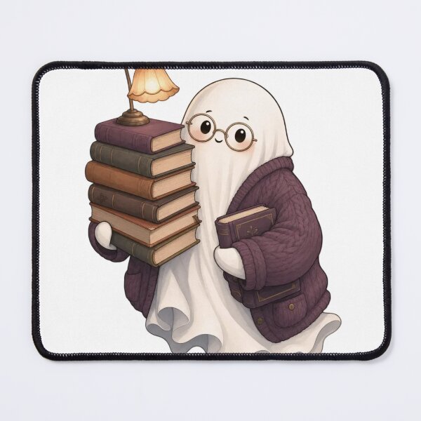 Item preview, Cozy Ghost Librarian Returning Overdue Books | Bookish Halloween Bone White designed and sold by StickyGuys.