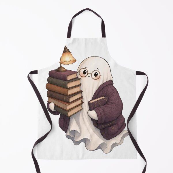 Item preview, Cozy Ghost Librarian Returning Overdue Books | Bookish Halloween Bone White designed and sold by StickyGuys.