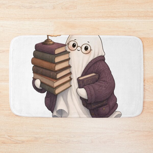 Item preview, Cozy Ghost Librarian Returning Overdue Books | Bookish Halloween Bone White designed and sold by StickyGuys.