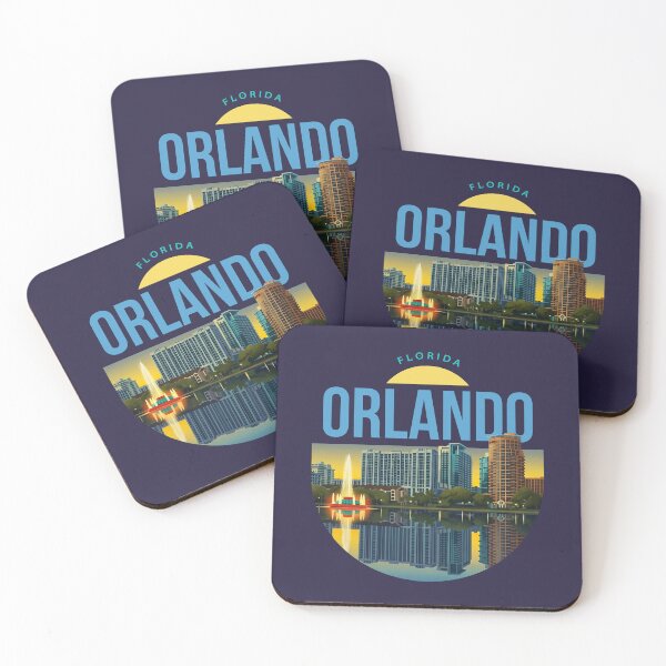 Item preview, Orlando Florida Skyline Vintage Travel Poster Lake Eola designed and sold by LinaValearte.