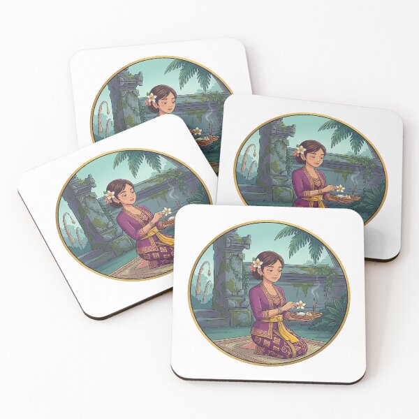 Item preview, Balinese Prayer Offering Ceremony Illustration | Peaceful Canang Sari Temple Art designed and sold by cannsuh.