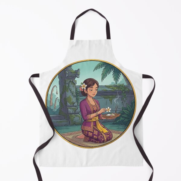 Item preview, Balinese Prayer Offering Ceremony Illustration | Peaceful Canang Sari Temple Art designed and sold by cannsuh.