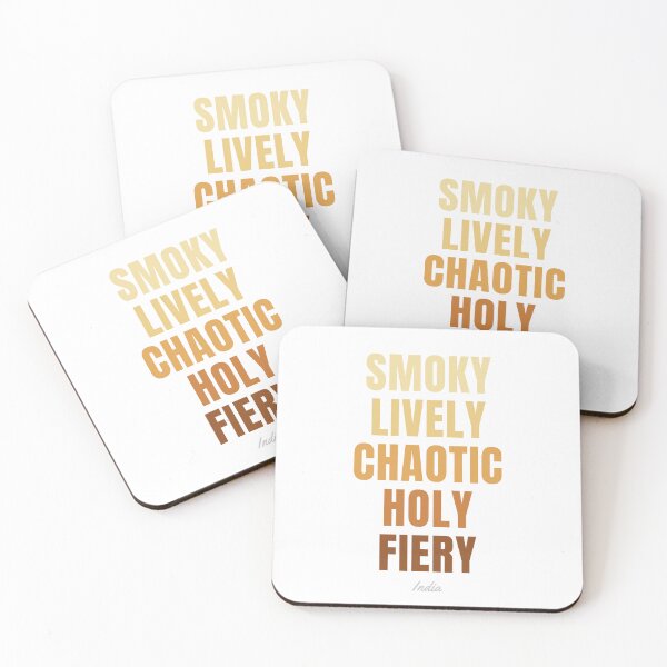 Item preview, India Typography, Smoky Lively Chaotic Holy Fiery Wall Art designed and sold by MarkedArtPrints.