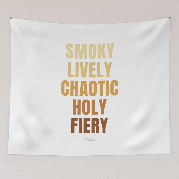 Item preview, India Typography, Smoky Lively Chaotic Holy Fiery Wall Art designed and sold by MarkedArtPrints.