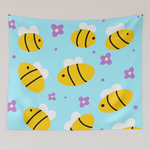 Item preview, Hand drawn flying bee pattern designed and sold by BritishDelights.