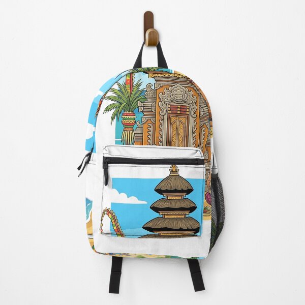 Item preview, Balinese Beach Temple and Traditional Jukung Illustration | Tropical Coastal Heritage Art designed and sold by cannsuh.